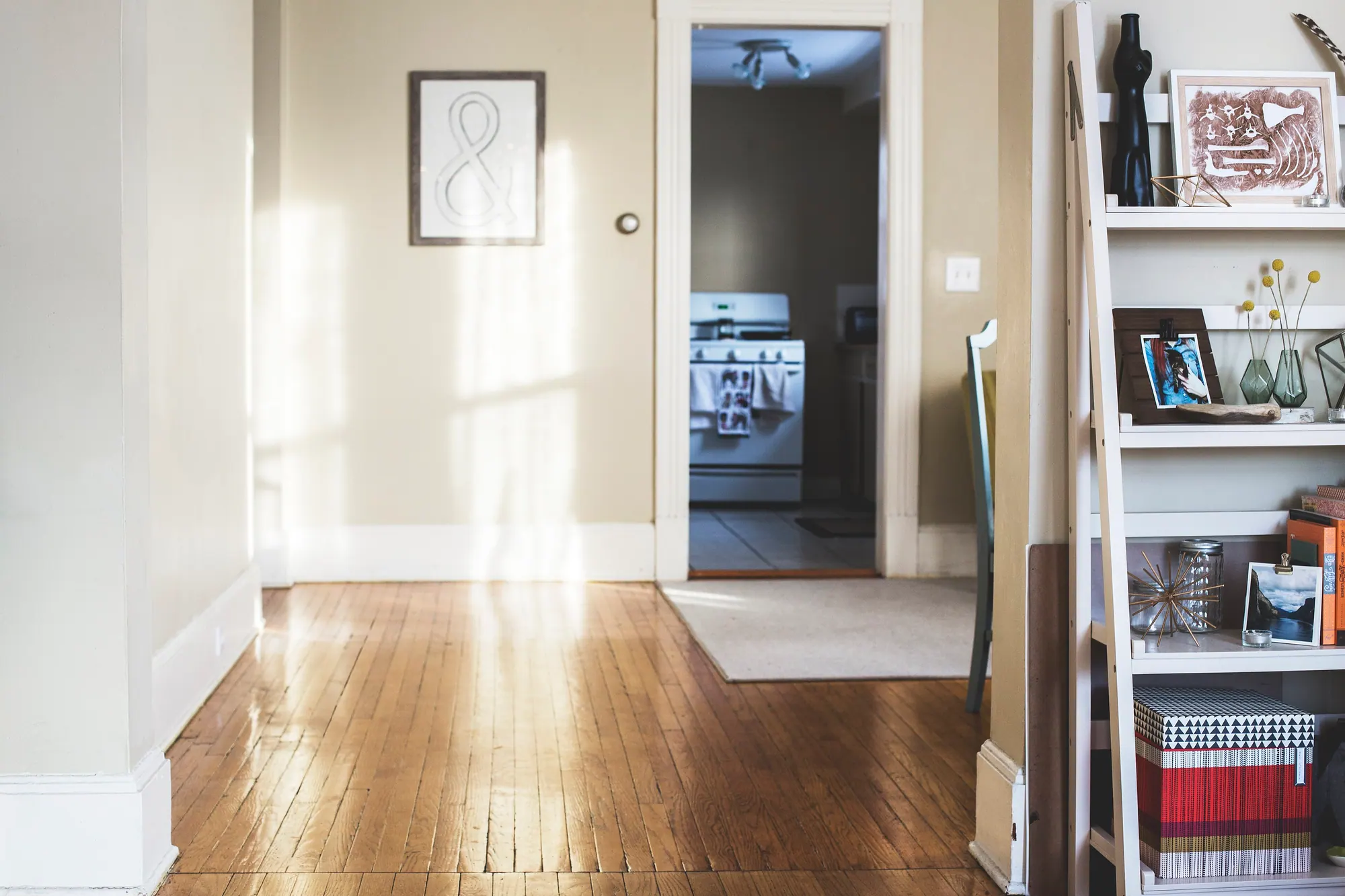 Bedroom passage with timber flooring