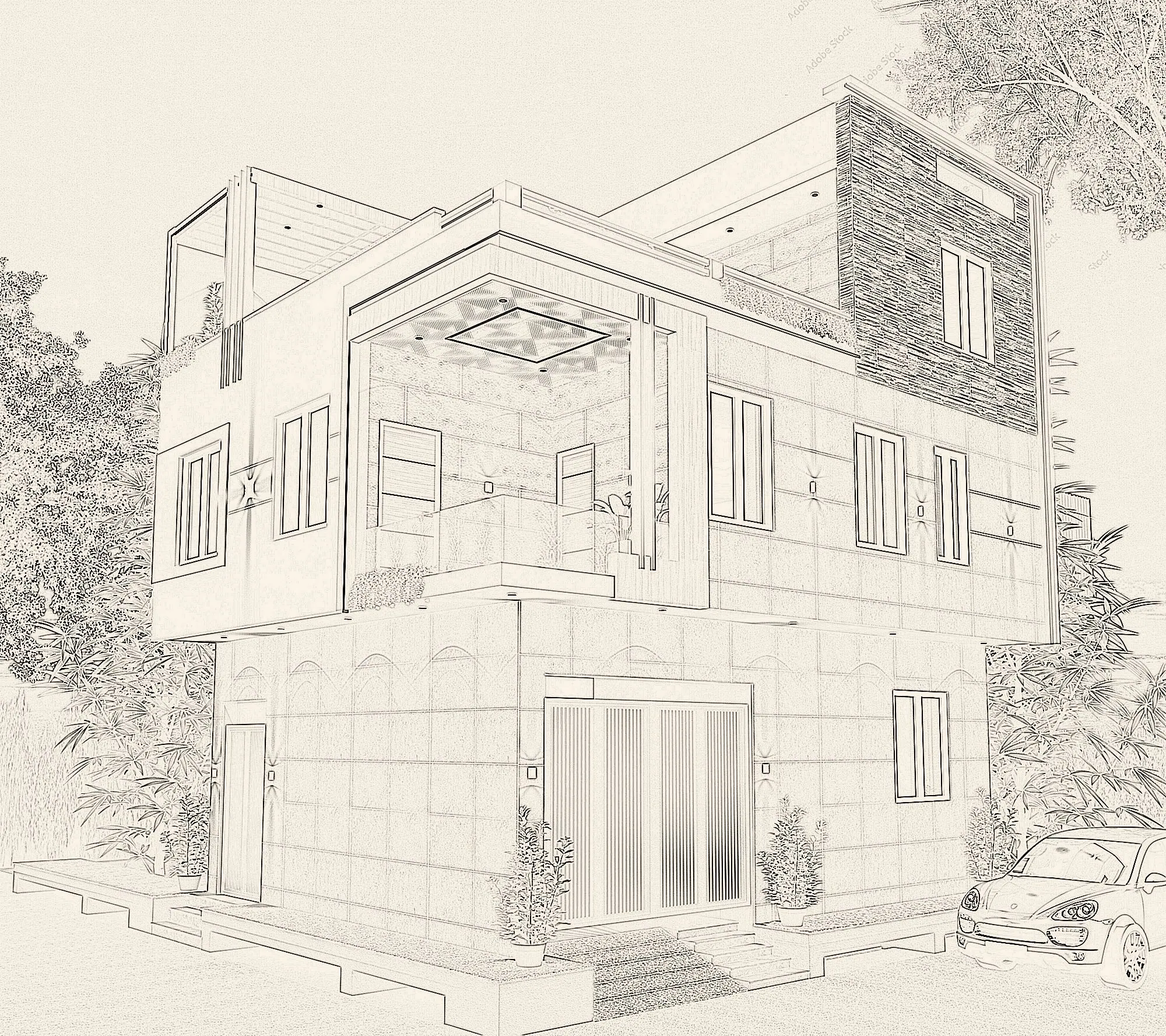Aangan House: Concept sketch